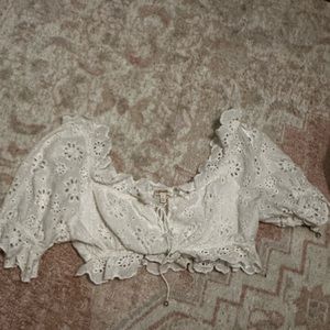 White eyelet crop top
